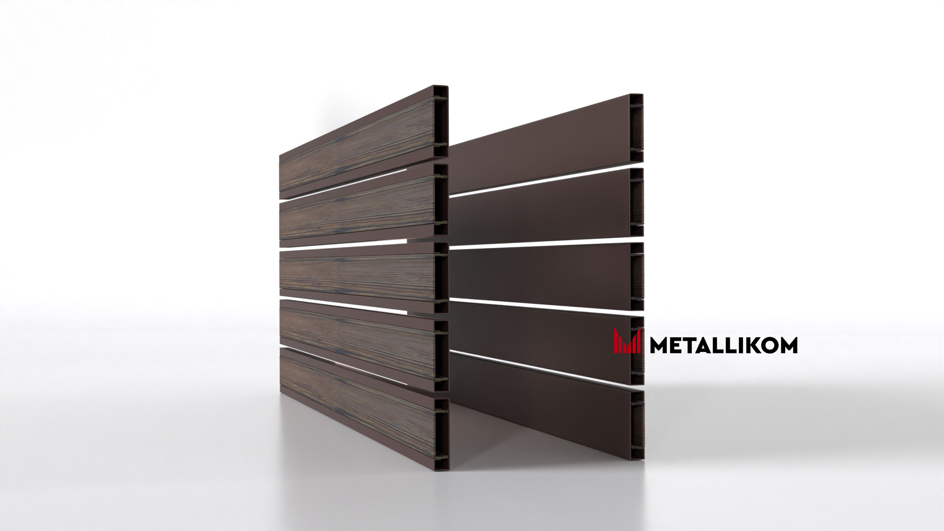 Планкен для забора Printec под дерево 120 mm RAL 8017 – покрытие полиэстер, толщина 0,45 мм